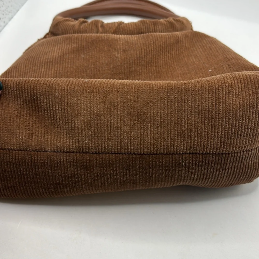 Brandy Melville light brown Corduroy mini bag exterior pocket casual festival - Picture 9 of 16